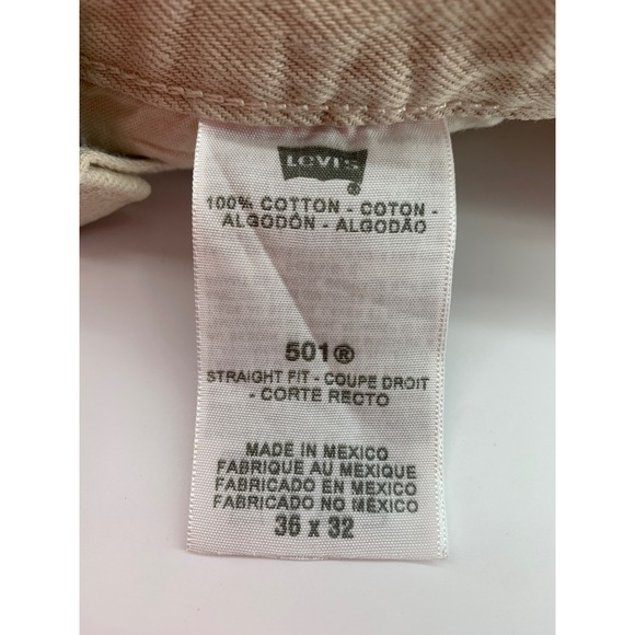 Levis 501 Jeans Mens 36x30* Tan Straight Leg Button Fly 100% Cotton Denim Pants - Picture 8 of 13